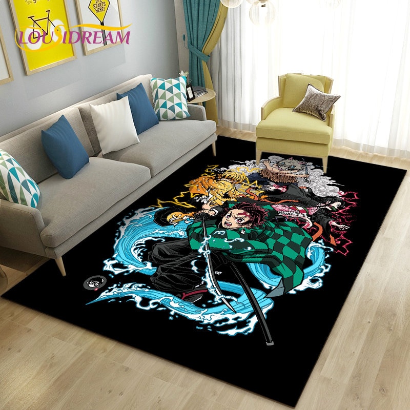 3D Demon Slayer Cartoon Area Rug Large Carpet Rug for Living Room Bedroom Sofa Doormat Decoration 1 - Demon Slayer Store