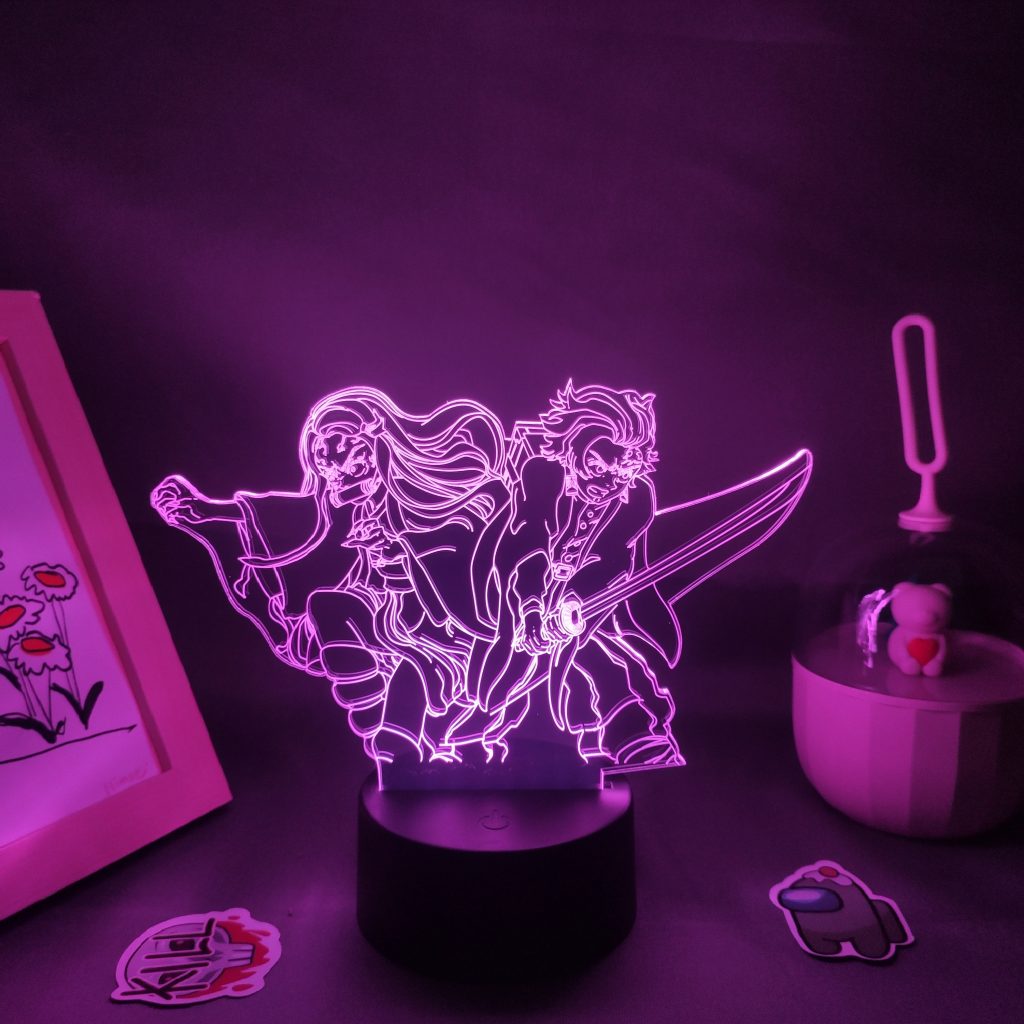 3D Lamp Manga Demon Slayer Anime Figures Kamado Tanjiro Nezuko RGB Neon Battery Night Lights Kimetsu - Demon Slayer Store