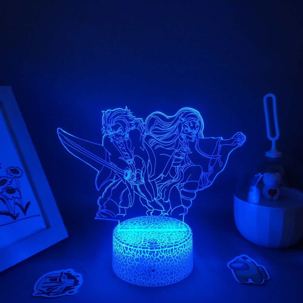 3D Lamp Manga Demon Slayer Anime Figures Kamado Tanjiro Nezuko RGB Neon Battery Night Lights Kimetsu 3 - Demon Slayer Store