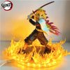 Anime Figures Demon Slayer Rengoku Kyoujurou Fire Led Scene DIY PVC Action Figure Toy 21cm Kimetsu 1 - Demon Slayer Store