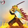 Anime Figures Demon Slayer Rengoku Kyoujurou Fire Led Scene DIY PVC Action Figure Toy 21cm Kimetsu 2 - Demon Slayer Store