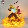 Anime Figures Demon Slayer Rengoku Kyoujurou Fire Led Scene DIY PVC Action Figure Toy 21cm Kimetsu 3 - Demon Slayer Store