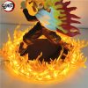 Anime Figures Demon Slayer Rengoku Kyoujurou Fire Led Scene DIY PVC Action Figure Toy 21cm Kimetsu 4 - Demon Slayer Store