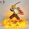 Anime Figures Demon Slayer Rengoku Kyoujurou Fire Led Scene DIY PVC Action Figure Toy 21cm Kimetsu 5 - Demon Slayer Store