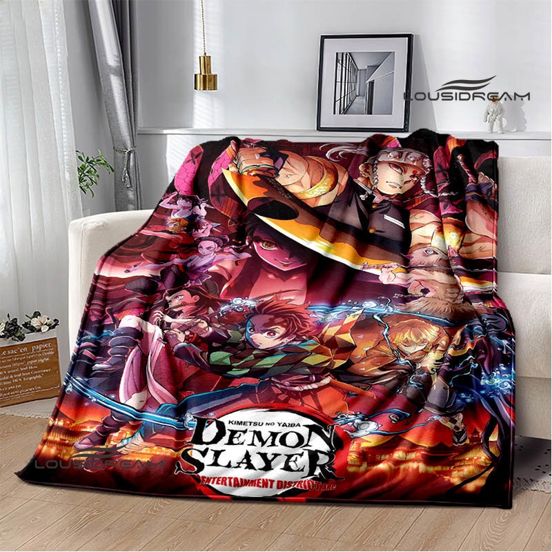 Classic animation Demon Slayer Printed blanket Children s warm blanket Flange blanket Soft and comfortable blanket 1 - Demon Slayer Store