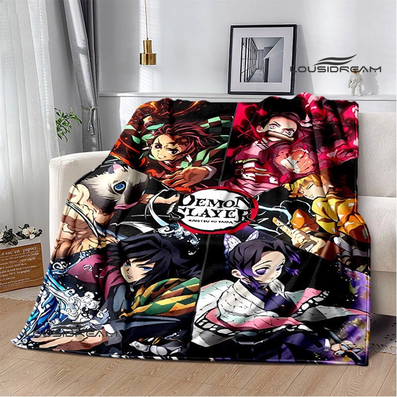 Classic animation Demon Slayer Printed blanket Children s warm blanket Flange blanket Soft and comfortable blanket - Demon Slayer Store