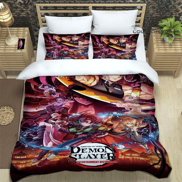 New Anime Comforter Bed Set Twin Full Queen King Size 3PCS Manga Characters  Demon Slayer Bedding Duvet Covers Sets with Pillowcase - Walmart.com