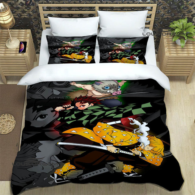 Demon Slayer Printed Bedding Sets exquisite bed supplies set duvet cover bed comforter set bedding set 1.jpg 640x640 8 1 - Demon Slayer Store